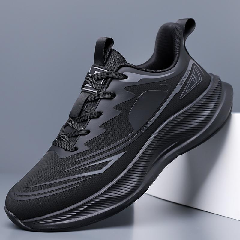 8521P Leather Running Casual Shoes with Soft Soles and Shock Absorption, All Black, Gray-Green, Black and White, Black and Blue