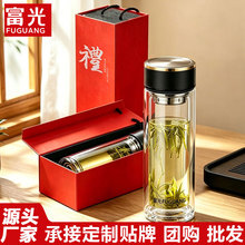 富光玻璃杯高硼硅男女士加厚底商务水杯大容量隔热泡茶杯印字杯子