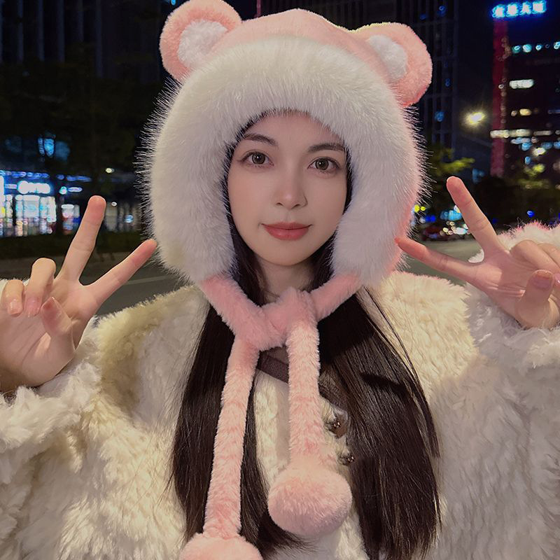 더블 볼 곰 귀 - 핑크