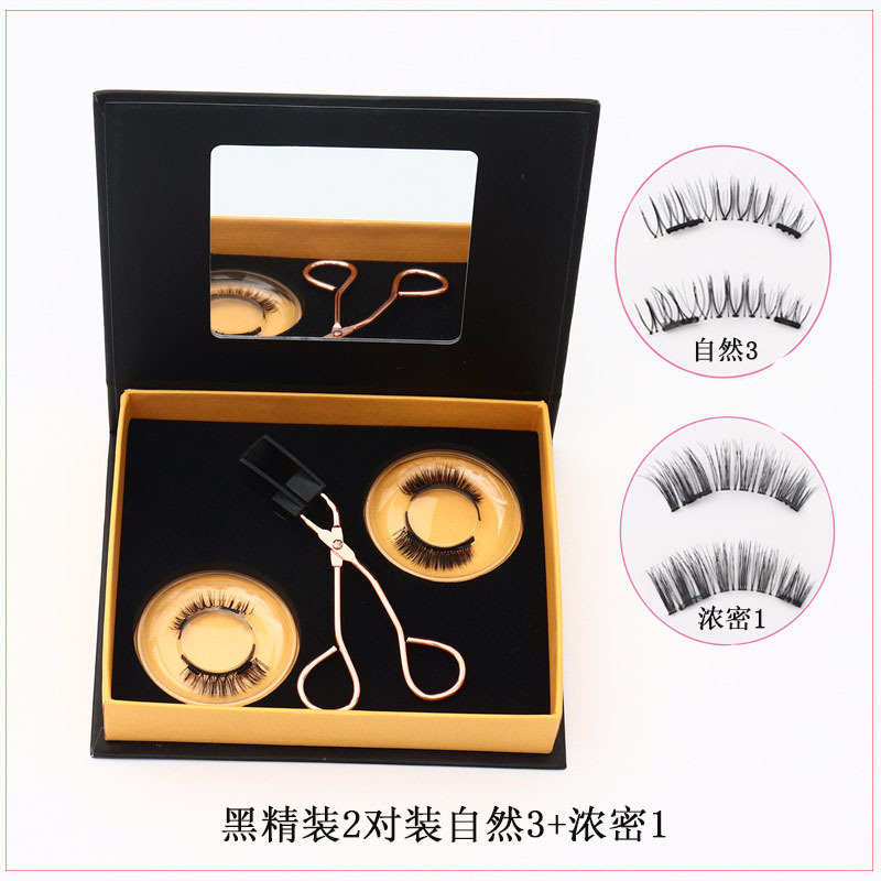 Quantum imán magnético de succión magnética sin pegamento natural largo y grueso transfronterizo pestañas falsas magnéticas populares europeas y americanas