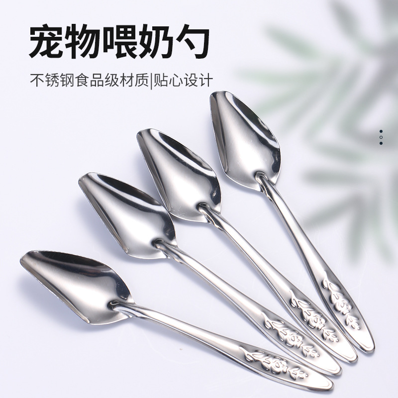 Stainless Steel Spoon Parrot Feeder Hand-Raised Starling Myna Cockatiel Budgie Bb Baby Bird Feeding Spoon