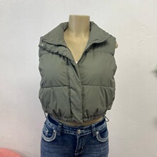 K 11157 Solid Color Stand Collar Sleeves Vest ��ɫ������