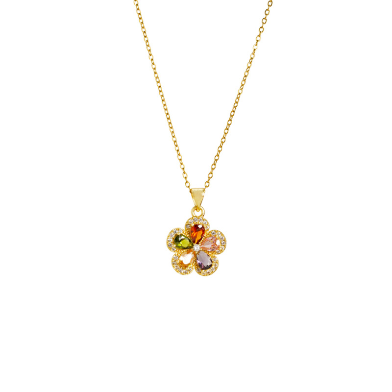 Diseño de collar de oro de arena transfronteriza de Vietnam, aretes de flores de cinco pétalos, juegos de joyería de alta calidad para mujeres que no se desvanecen