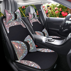 鑲鑽女神布藝汽車坐墊四季防滑時尚網紅車用小蠻腰座椅套跨境代發