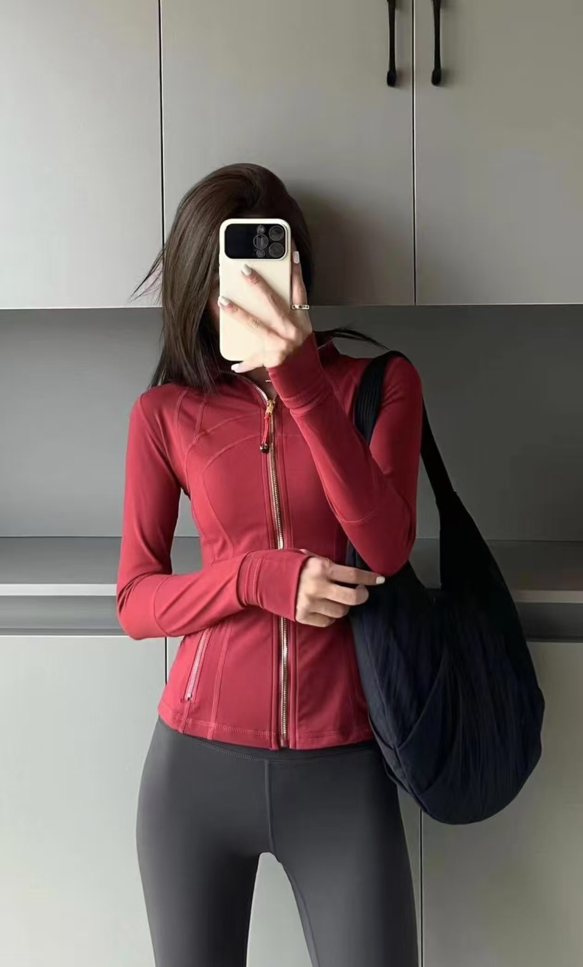 골드 지퍼 버건디 재킷