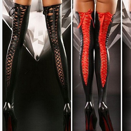 AliExpress ebay European and American foreign trade fun pants hot sexy leather pants leggings global hair patent leather socks 06