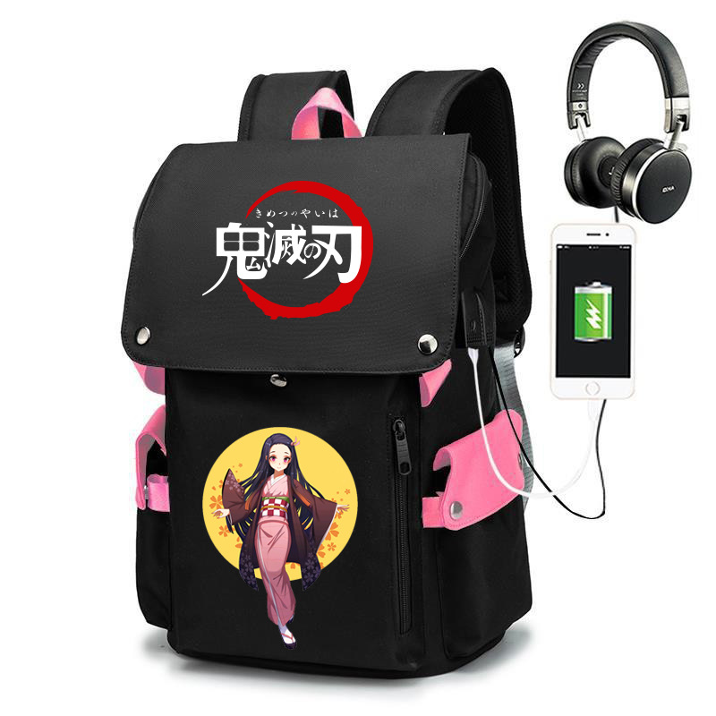 Anime periférico Ghost Blade carbón Zhilang Junior High School mochila antirrobo mochila Oxford tela resistente al desgaste bolso de los hombres