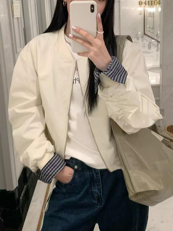 棒球服外套2025秋冬洋气时尚百搭拼接设计短外套女夹克上衣A7027|undefined