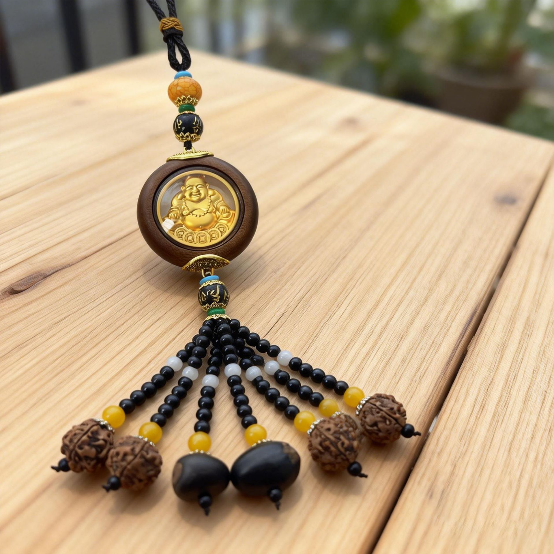New Car Interior Decoration Pendant Made of Rosewood with Double-Sided Crystal for Office, Living Room, and Car Decoration