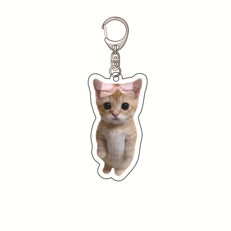 Plátano gato feliz gato acrílico llavero comida gato gato cabeza emoji paquete llavero divertido