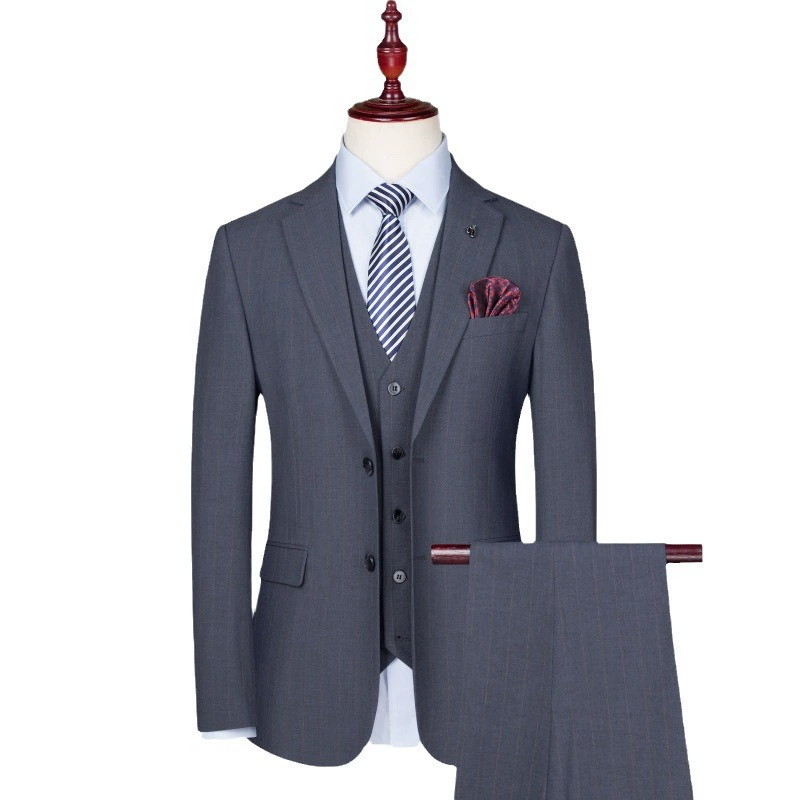 Мужской костюмный комплект для отдыха, костюм, приталенный крой, корейский стиль, 3 предмета