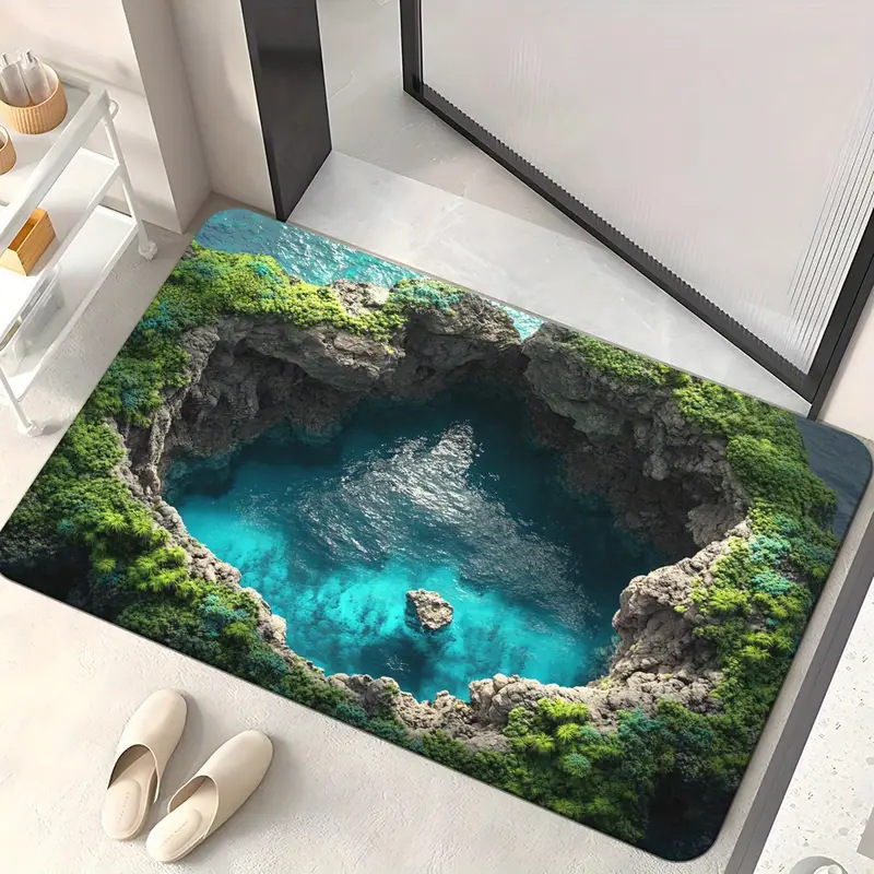 跨境陷阱3D立体视觉软硅藻泥地垫亚马逊浴室地垫吸水速干防滑垫|undefined