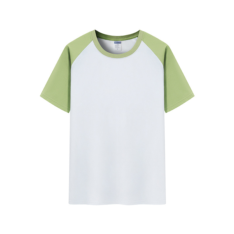 Verano nuevo 200g Raglan color a juego de manga corta camiseta juventud algodón retro contraste suelto color cuello redondo top