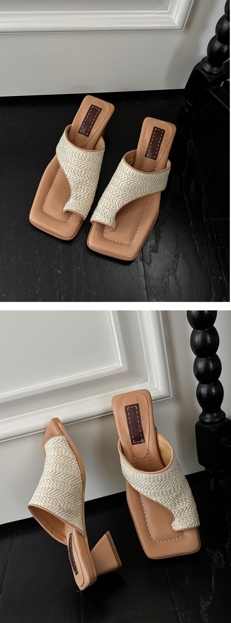 Dép sandal cao gót nữ hở mũi kiểu Pháp đan chéo, gót cao 9 cm, đế mềm — Màu cà phê (Nâu) chi tiết 10