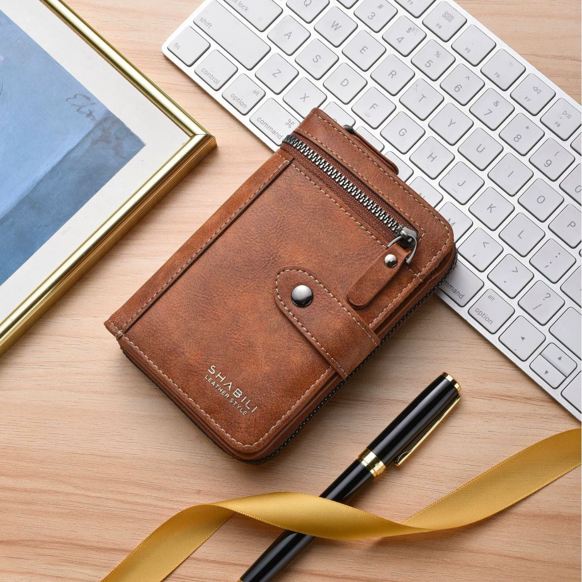 Новый мужской кошелек короткий зажим на молнии