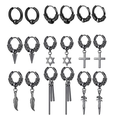 穿刺星战套装18简约耳饰电镀黑色男女通用跨境电商几何型耳钉耳环