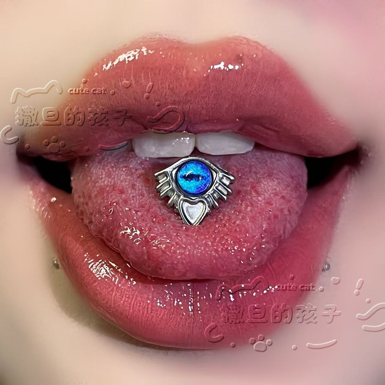 Pointed labret stud close-up product detail
