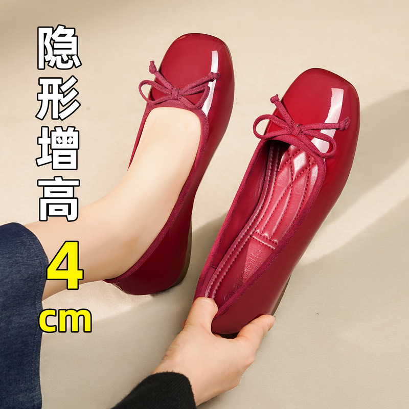 内增高法式小码脚单鞋女2025夏季芭蕾舞蝴蝶结女鞋春秋温柔晚晚鞋|undefined