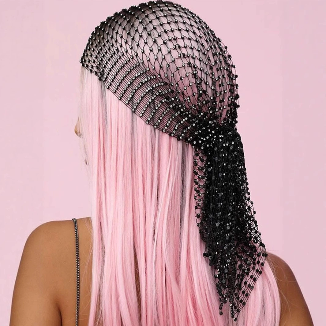 Европейская и американская трансграничная популярная вечеринка Amazon, сетчатая повязка для волос с бриллиантами, головной убор, платок, сетчатая пиратская шляпа со стразами