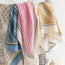 千鸟格平纹加长围巾欧美保暖防寒披肩通勤印花围脖批发印花围巾