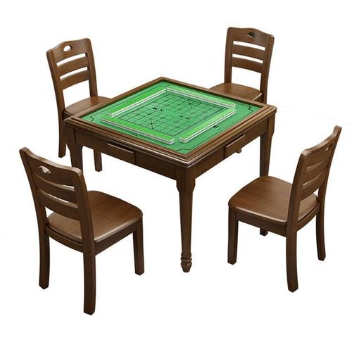 Modern simple solid wood mahjong table, two-hand rub home chess table, square chess table and chair combination