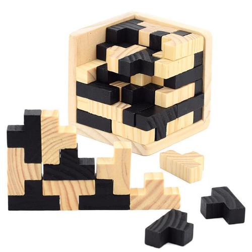 Educational toys wooden Luban lock building blocks Kongming lock leisure intellectual Rubik's cube classical 54T magic beans factory direct sales