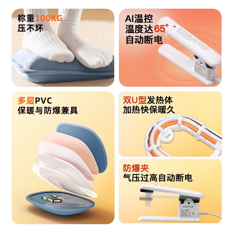 Zhigao bolsa de agua caliente, bolsa de agua caliente recargable, bolsa de agua caliente a prueba de explosiones, bolsa de calentamiento eléctrico, bolsa de calentamiento eléctrico de peluche gruesa.