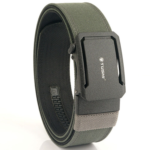 4.3 thickened double-layer nylon cloth belt that can hang a gun, versatile casual outdoor pants belt, tactical automatic buckle men's belt