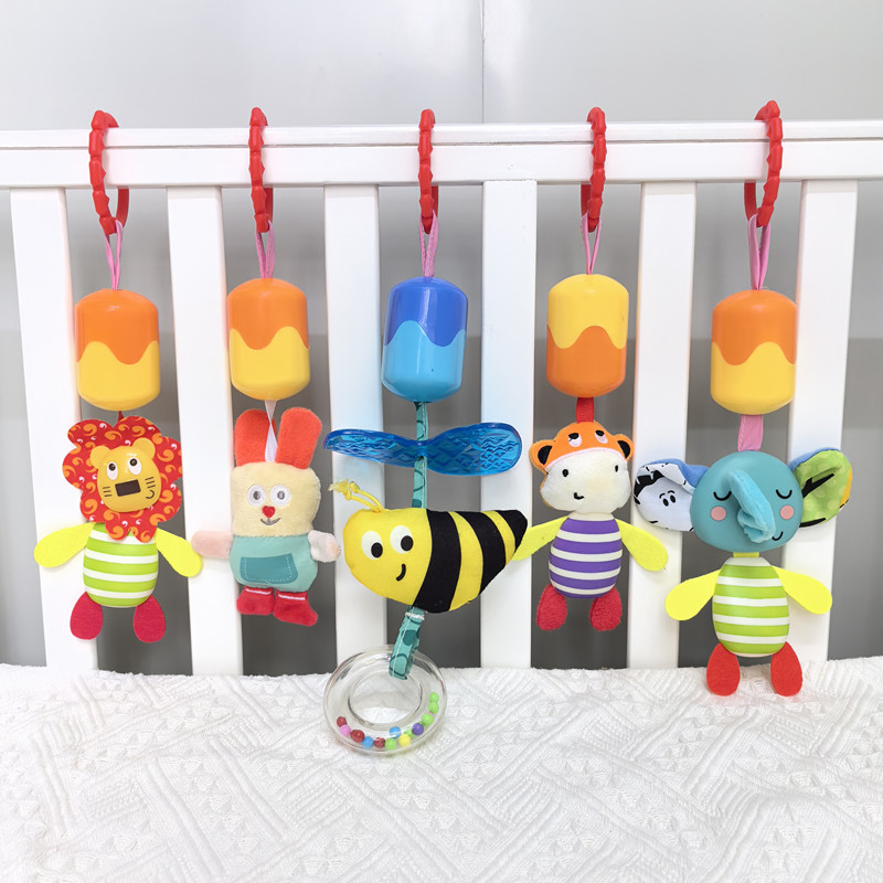 Bebé campana de viento colgante carro bebé educación temprana tranquilizar juguetes cama colgar campana de viento sonar juguetes de peluche 0 años