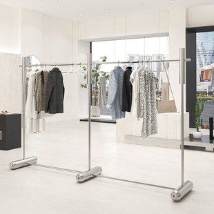 Thickened stainless steel island shelf clothing store display stand floor hanger men's and women's clothing store display props shelf