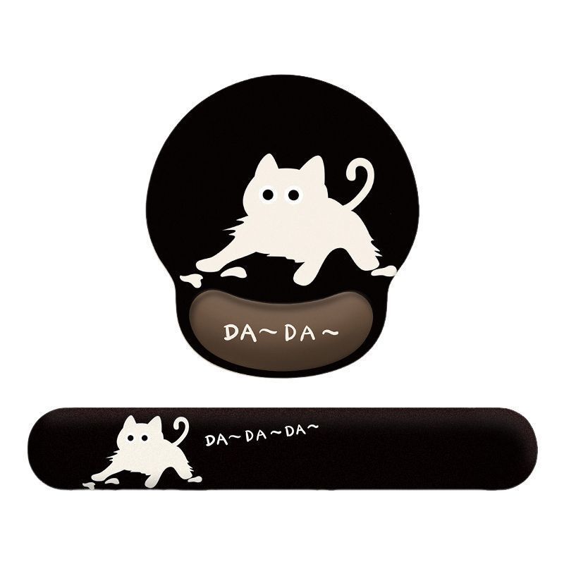 Cute Black Cat Mouse Pad Wrist Pad for Girls, Office Study Computer Keyboard Hand Rest Pad