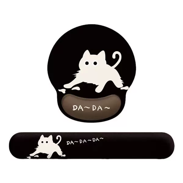Cute Black Cat Mouse Pad Wrist Pad for Girls, Office Study Computer Keyboard Hand Rest Pad