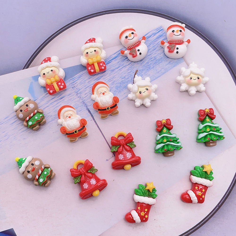 卡通圣诞节铃铛树脂配件手工diy奶油胶发夹手机壳鞋扣圣诞树装饰