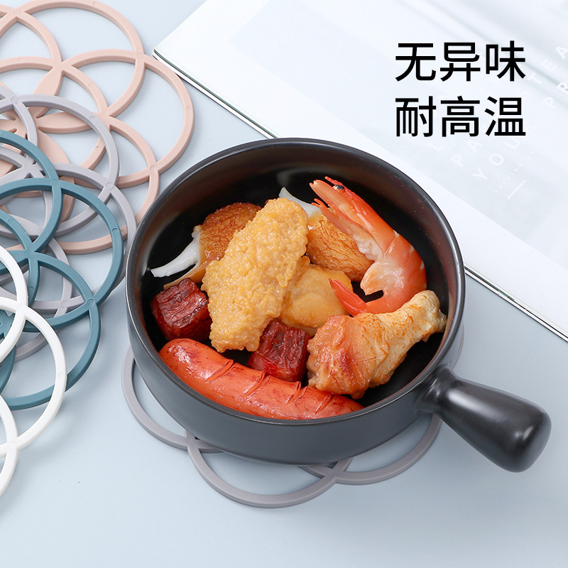 가정용 주방 식탁 단열 매트 북유럽 실리콘 화상 방지 매트 그릇 매트 냄비 매트 플레이트 매트 코스터 꽃 모양의 접시 매트