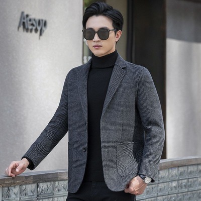 manual wool Blazer man Autumn and winter new pattern Fur suit business affairs leisure time Woollen cloth Trend coat