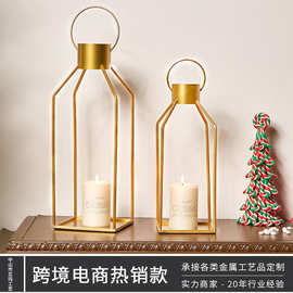 新品法式candle holder蜡烛台摆件 跨境家用简约金色轻奢铁艺烛台