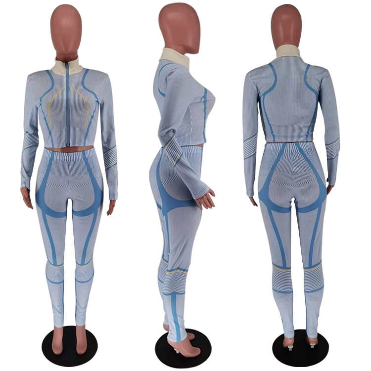 315g Weight Long Sleeve Sleeve Length Spandex, Polyester Fabric Type Pant Co-ord Set Sets Type 2 Pieces Set Quantity Sports Occasion Standing Collar Neckline Sports Function Skinny Fit Type Geometric Pattern Autumn Season Women's Gender Sports Style Sports Women's Sports Geometric Spandex Polyester Pant Co-ord Set Pants Sets 31