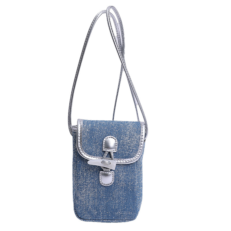 Bolso de teléfono móvil de moda coreana 2025 verano nuevo bolso femenino Gypsophila bolso de hombro con diamantes bolso de mensajero de mezclilla de estilo occidental