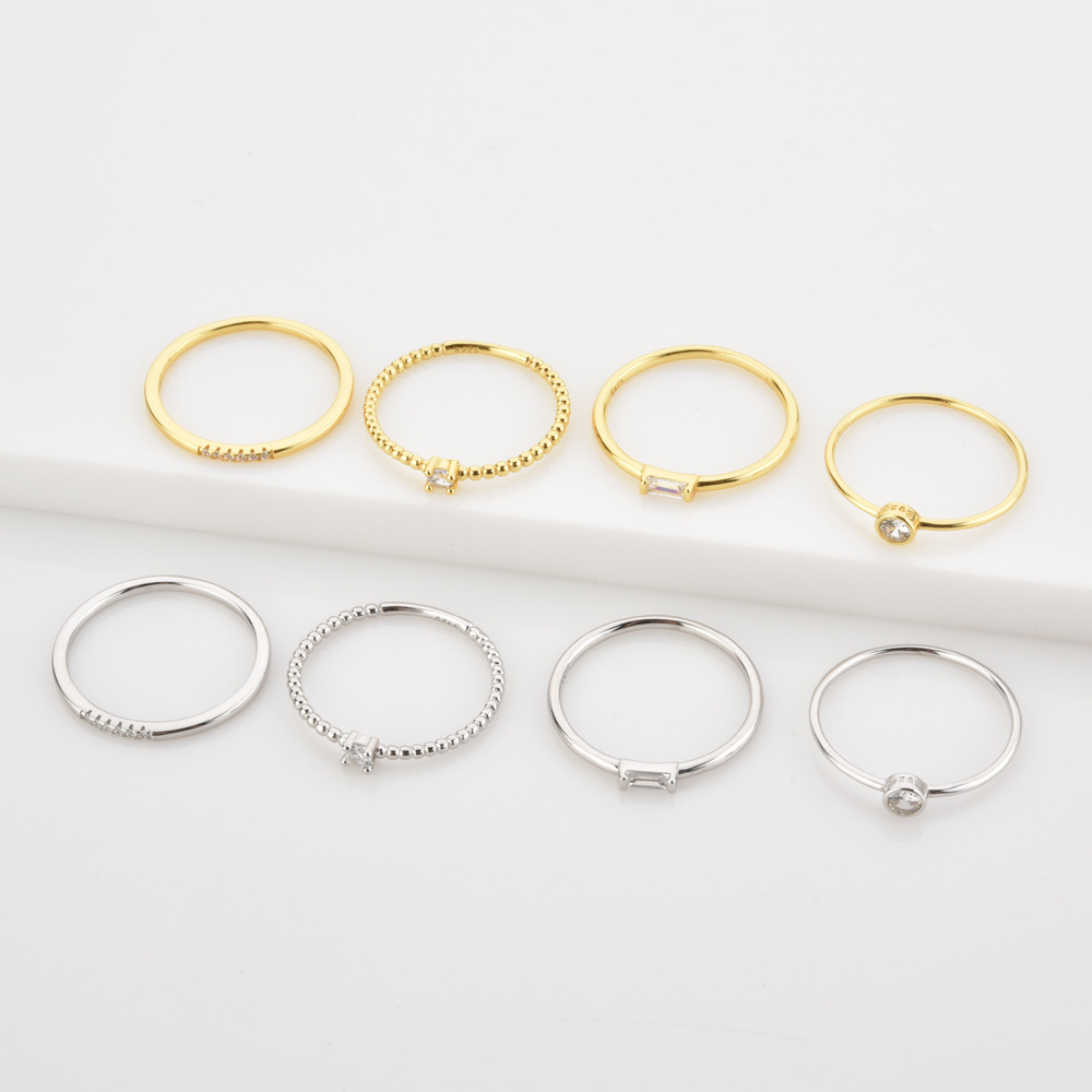 Geometric Pattern 18K Gold Plated 925 Sterling Silver Geometric Rings
