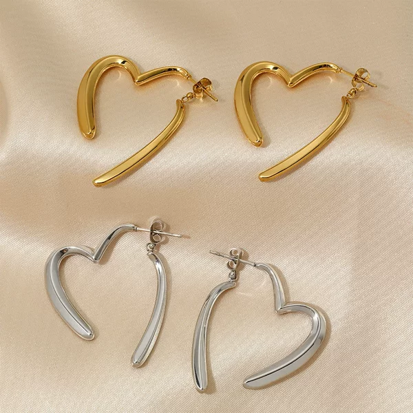 Love Earrings Niche Design Two-Wear Stainless Steel Electroplating New Personalized Glossy Heart Front and Rear Cross Earrings