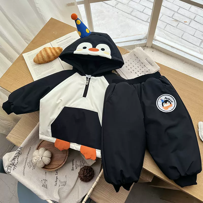 儿童加绒加厚童套装2025秋冬新款儿童套装小童加绒加厚保暖两件套