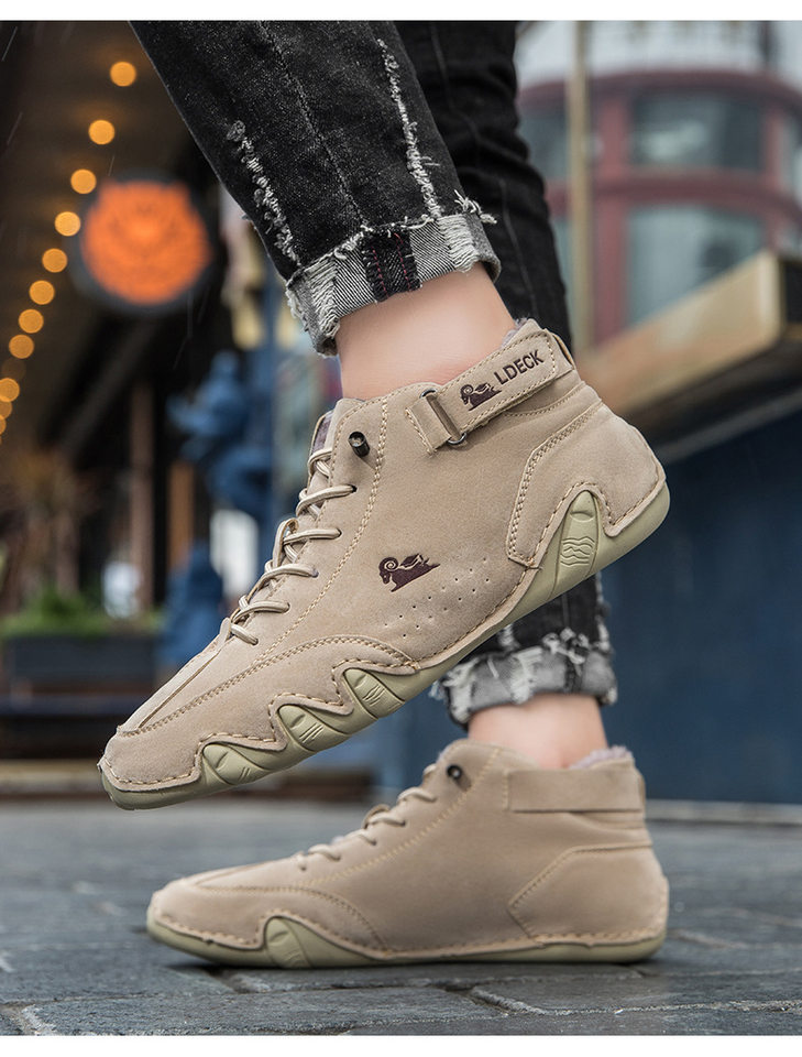 Bốt Martin nam cổ cao lót nhung giữ ấm, giày bông da lộn đế cao su chống trượt — C8008M kaki lót nhung, C8008M màu xám lót nhung, C8008M màu đen lót nhung, F8008M màu hồng lót nhung chi tiết 17