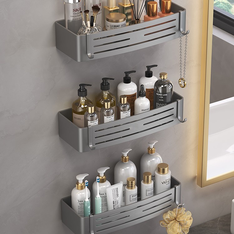 Pistola gris espacio de aluminio baño rack ponche-libre baño pared colgante triángulo cesta baño rack de una sola capa mayor