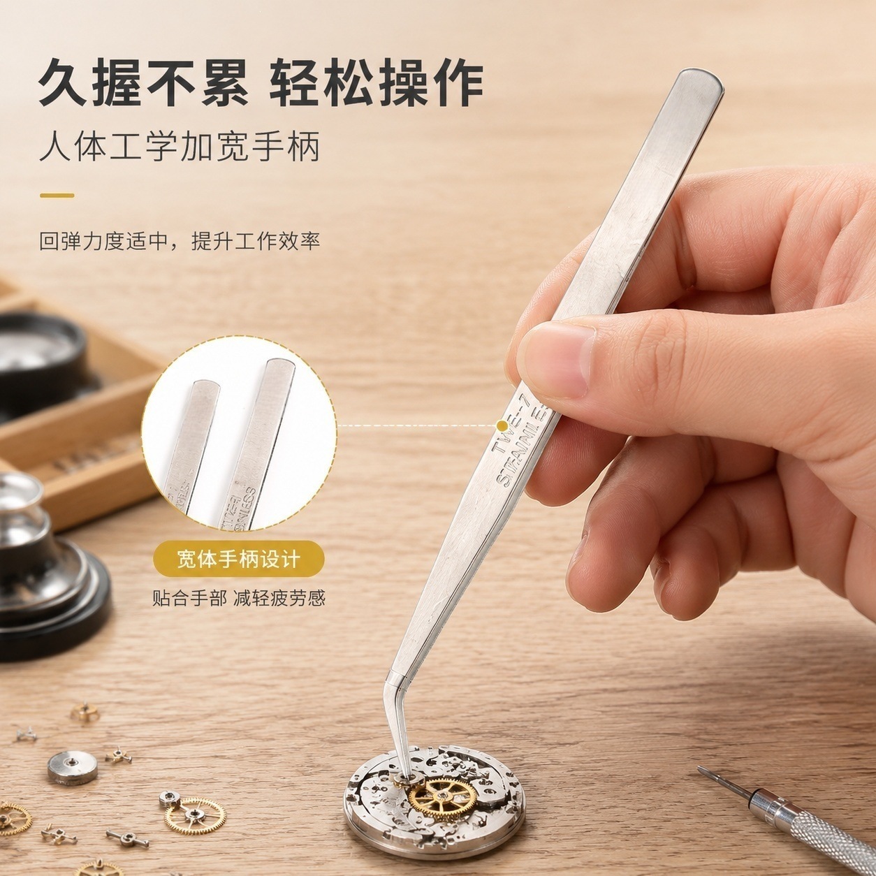 锁边机尖嘴夹子夹线穿线维修工具镊子缝纫机专用不锈钢直小弯镊子