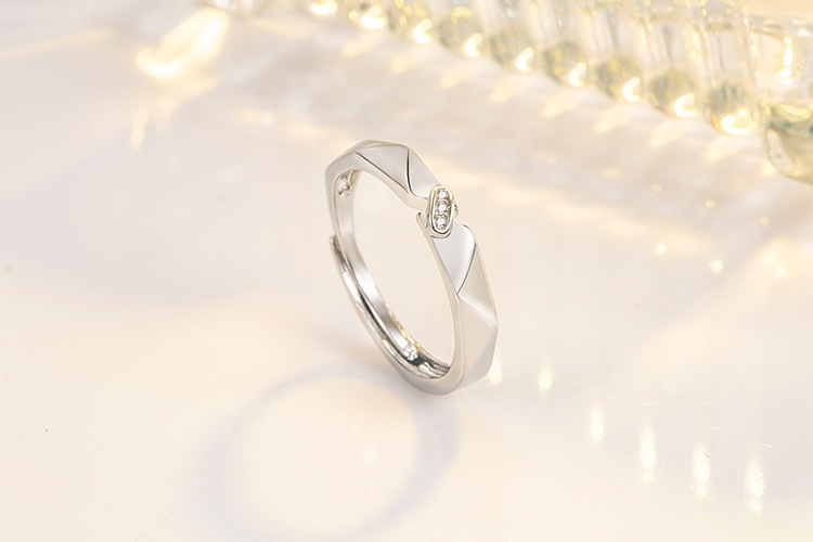 Copper Material Geometric Pattern Fashion Geometric Copper Plating Zircon Open Ring