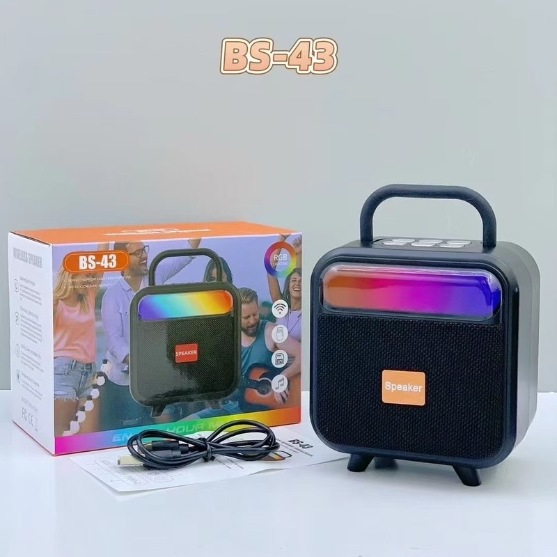外贸新款BS-43手提RGB无线蓝牙音响便携式布网桌面迷你插卡小音箱|undefined