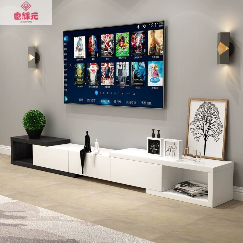 Комбинированный ТВ-шкаф и журнальный столик, современный, простой, для маленькой квартиры, гостиная, выдвижной, простой, кремовый, узкий ТВ-шкаф для спальни