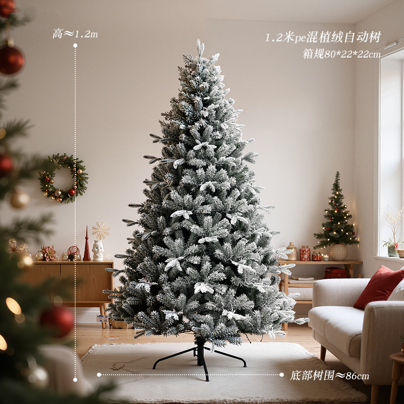 Arbol de Navidad blanco flocado pe decoración de Navidad nieve simulación árbol de nieve criptografado lujoso paisaje de nieve árbol grande desnudo
