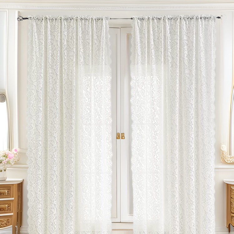 French Phoenix Tail Retro Lace Gauze Curtain Living Room Kitchen Bedroom Decorative Window Screen Partition Gauze Curtain Wholesale