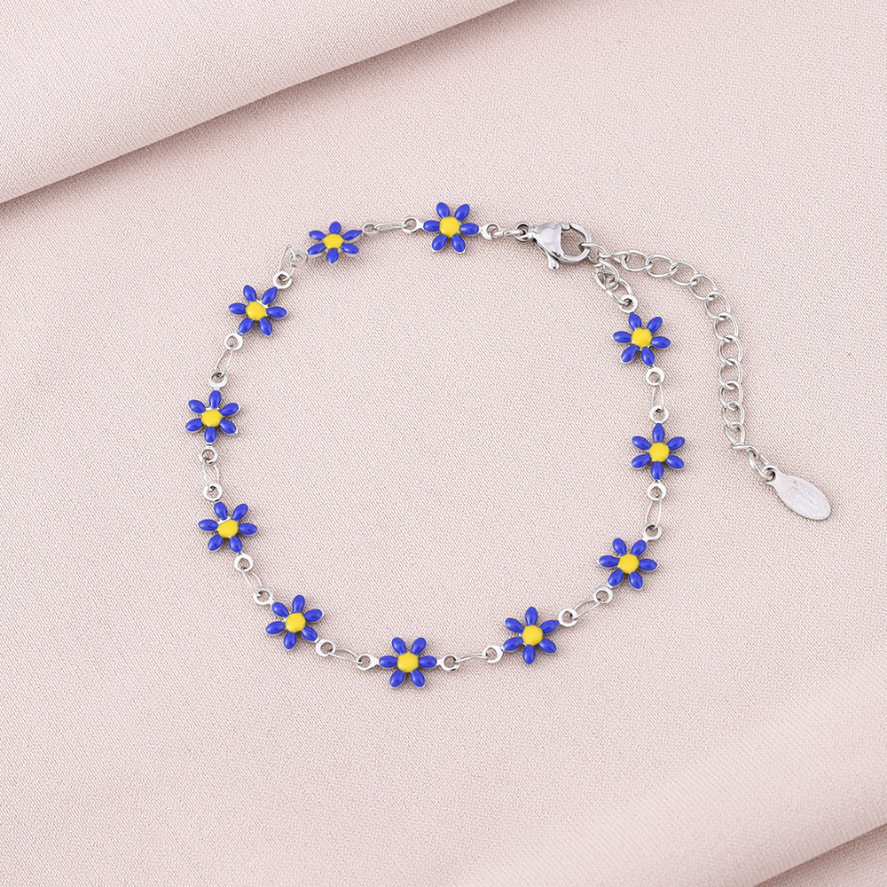 Bracelets Classification 201 Stainless Steel Chain Material Beaded Chain Chain Type 1 Piece Quantity Daily Occasion Water Plating 18K Gold Plated Flower Stainless Steel Basic 304 Stainless Steel Bracelets